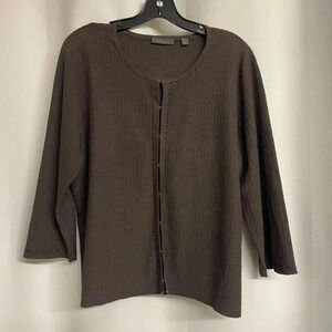 Amber Sun brown cardigan eyelet closure size XL